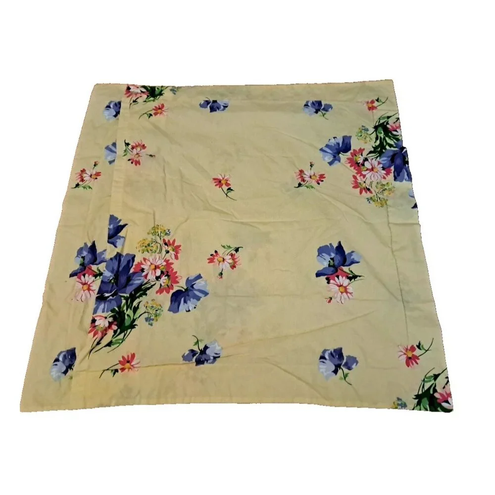 Pottery Barn Euro Pillow Sham Yellow Dahlia Flowers Square Cottage Cotton 25x25